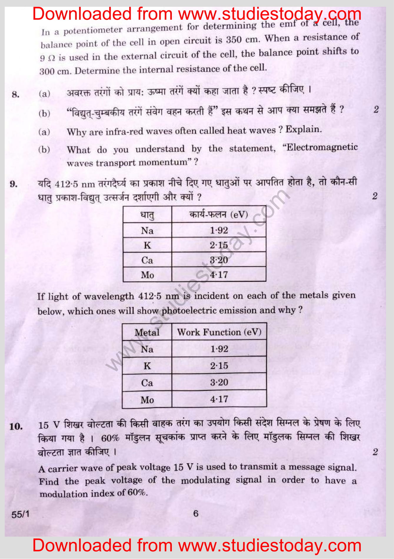 CBSE Class 12 Physics paper